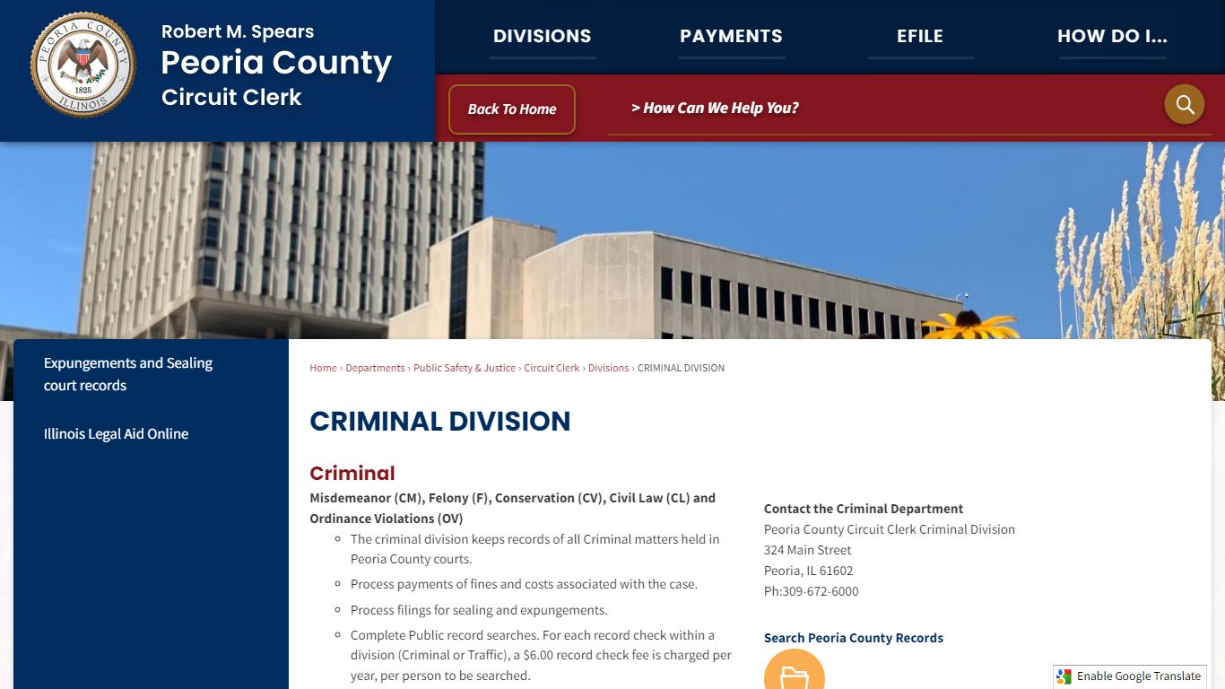 CRIMINAL DIVISION | Peoria County, IL